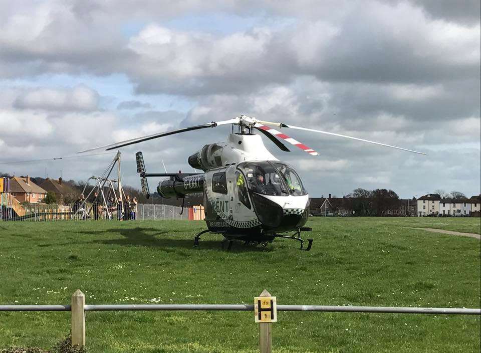 The air ambulance on The Green. Credit: Sam Glover.