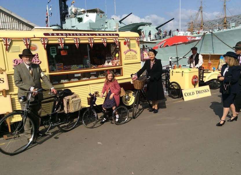 The sweet van at the 1940s day held at Chatham dockyard
