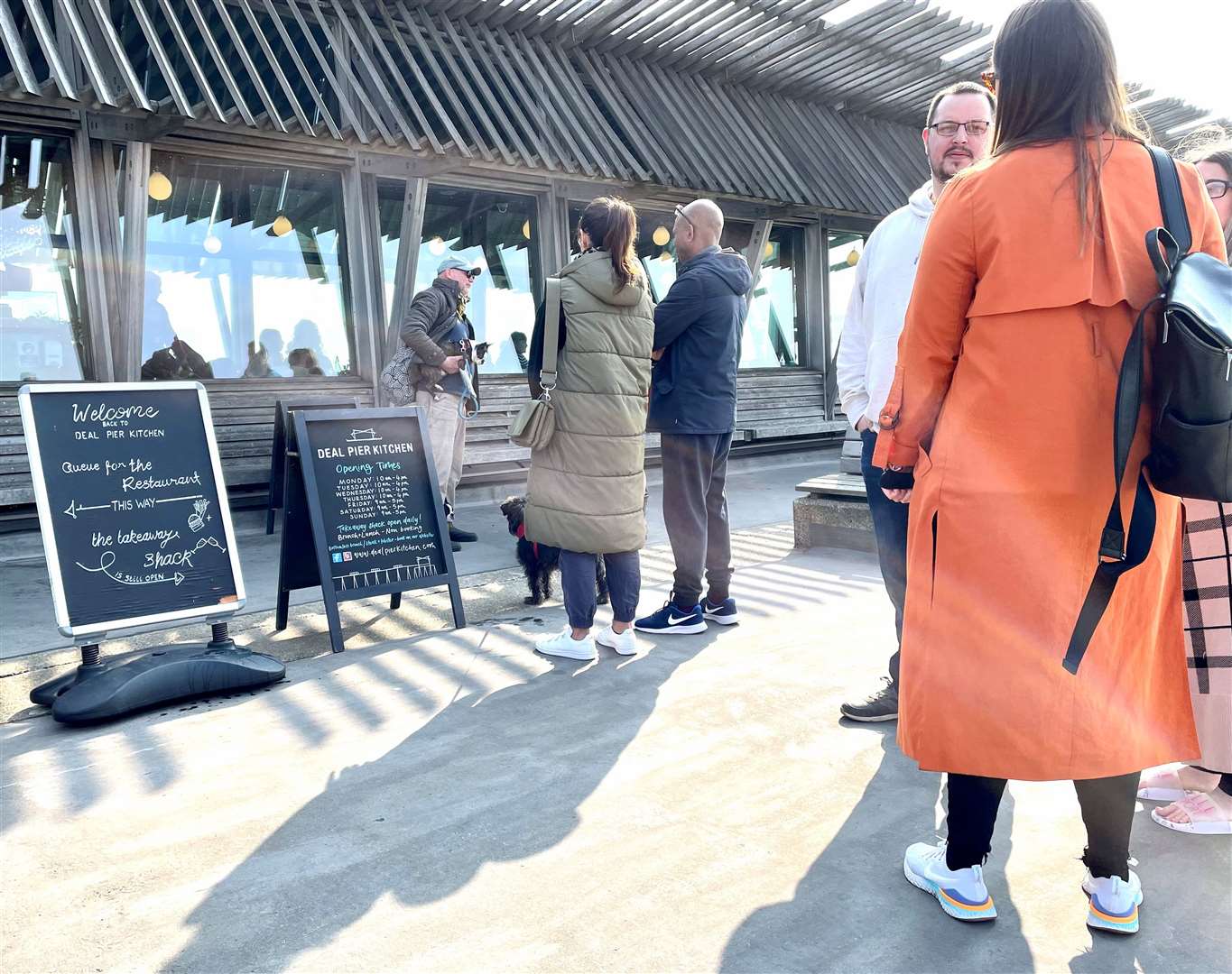 Diners waiting to get into Deal Pier Kitchen