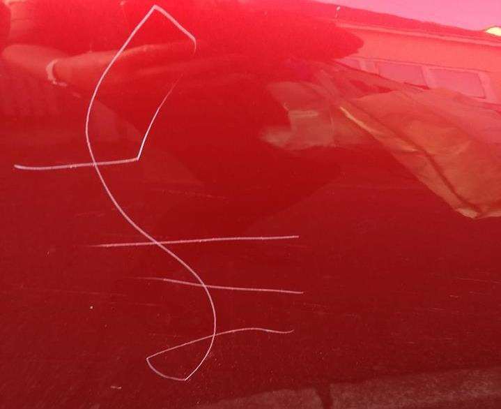 A pound sign was carved into one car