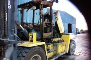 This Kalmar 15 tonne forklift truck, valued at £80,000, was burnt out on July 1, 2014