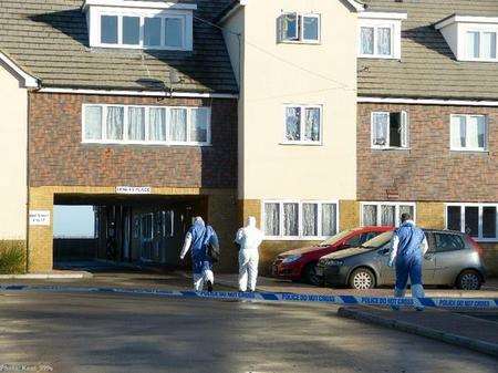 Forensics at the scene in London Road, Teynham