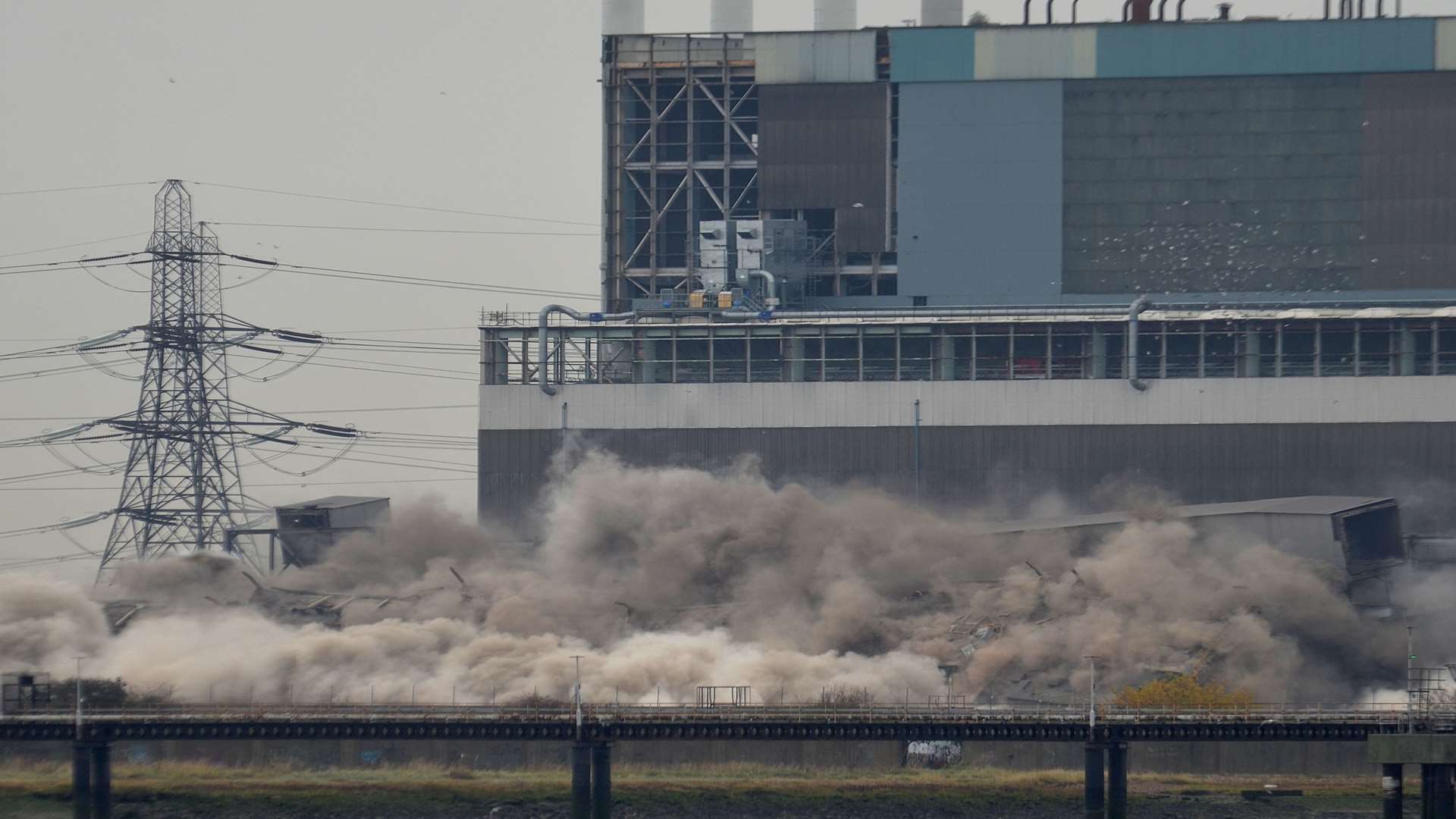 Part of Tilbury Power Station disappears. Picture: Jason Arthur