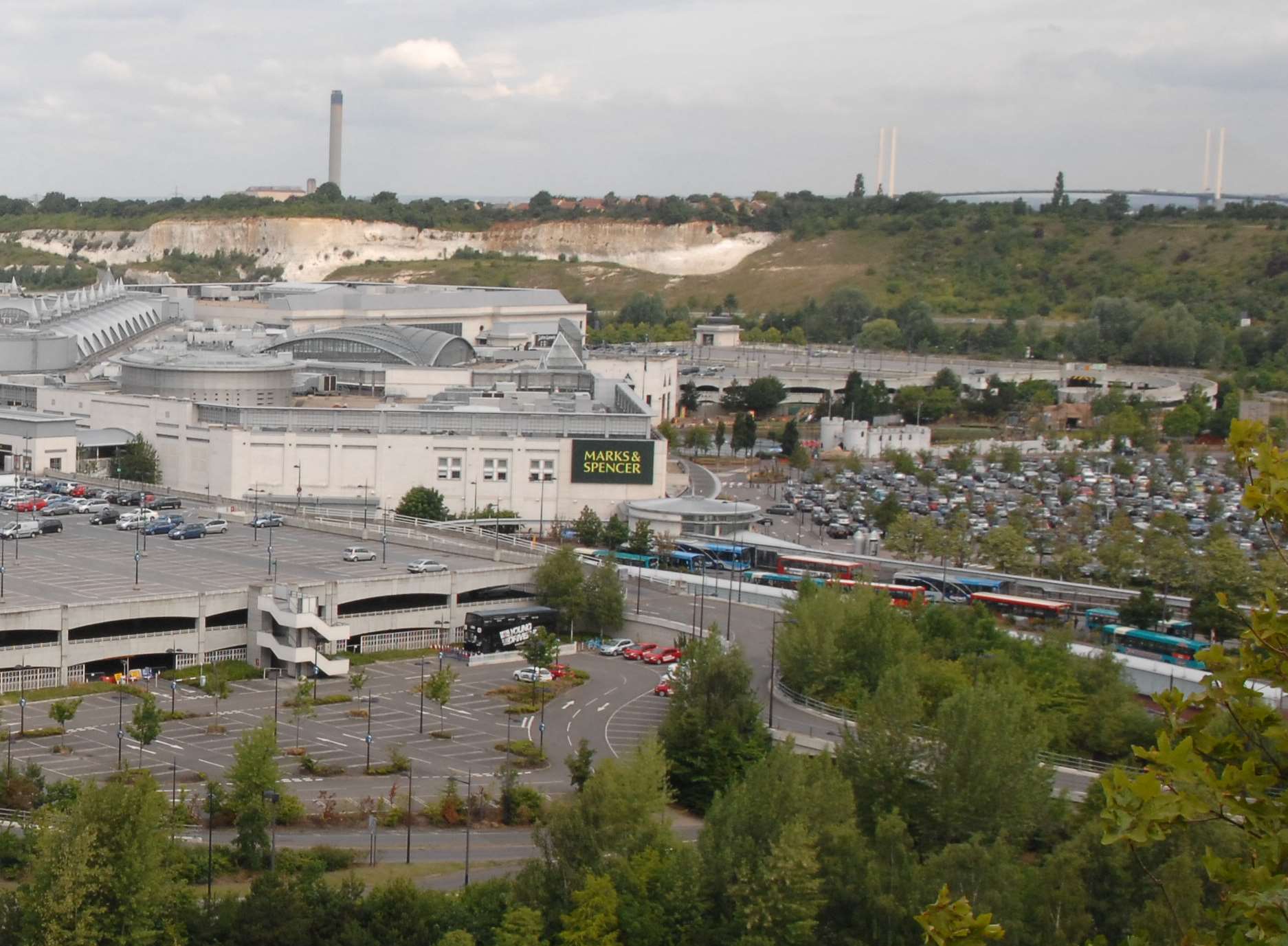 Bluewater shopping centre sits in a former chalk quarry