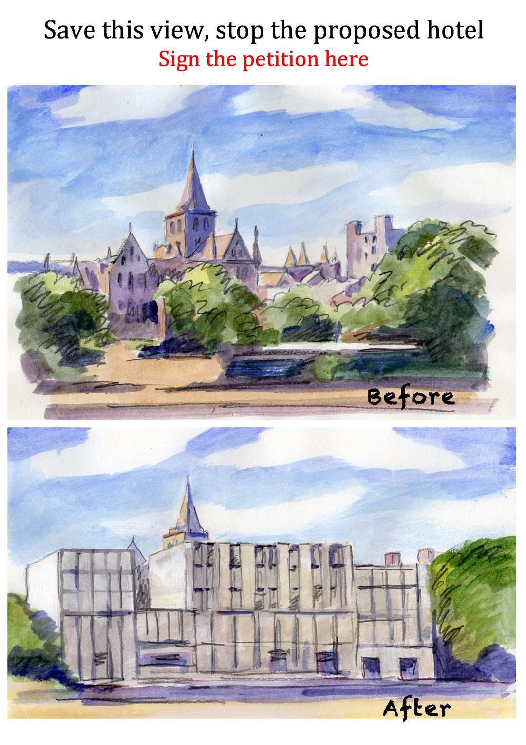 Artist Simon Mills' before and after impressions