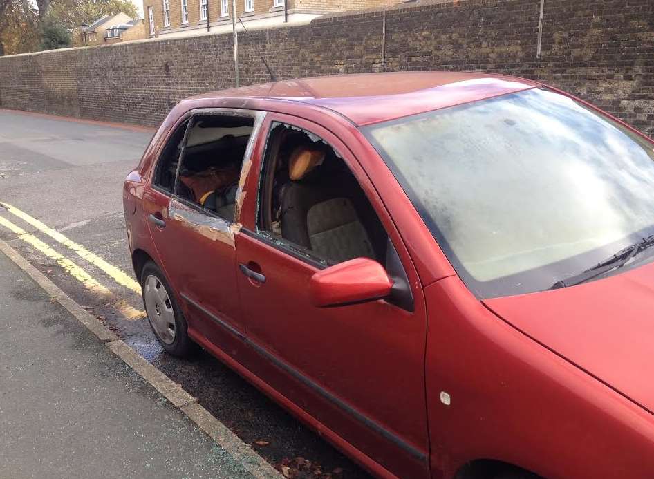 The red Skoda targeted in Gladstone Road