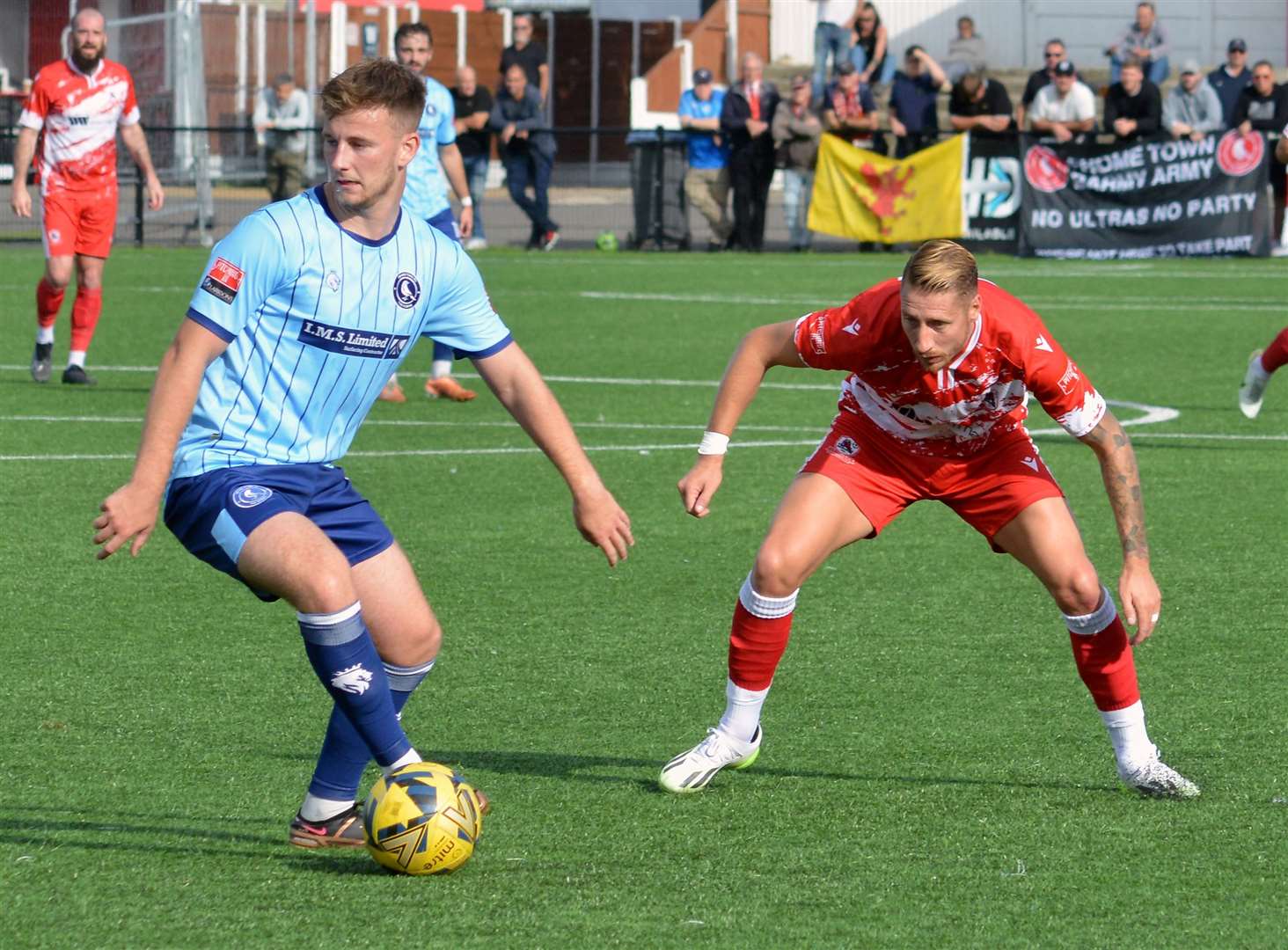 Ramsgate midfielder Lee Martin pays close attention against Frome. Picture: Randolph File