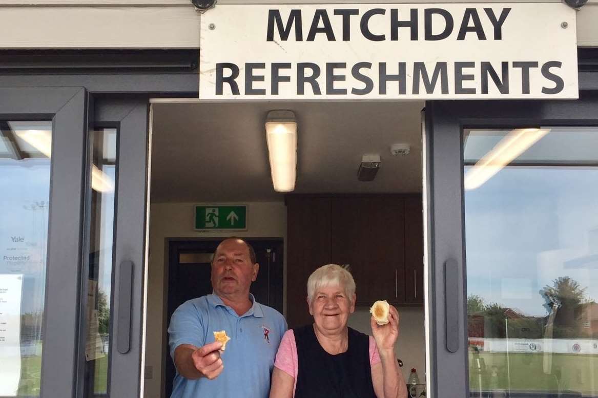 Spectators enjoyed a few refreshments during the match thanks to helpers Dave Dadd and Muriel Skirrow