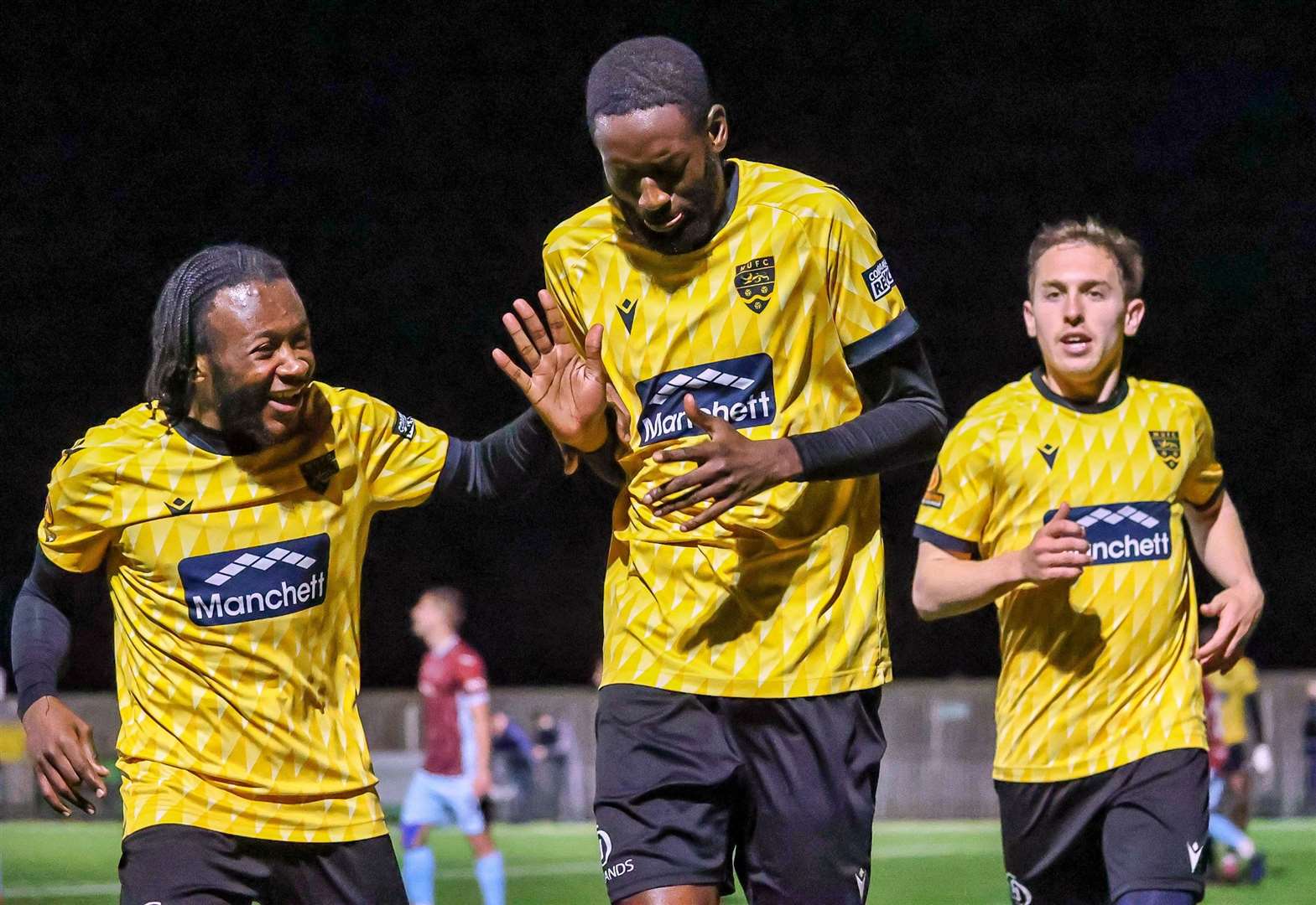 Mo Faal celebrates after giving Maidstone the lead at Taunton. Picture: Helen Cooper