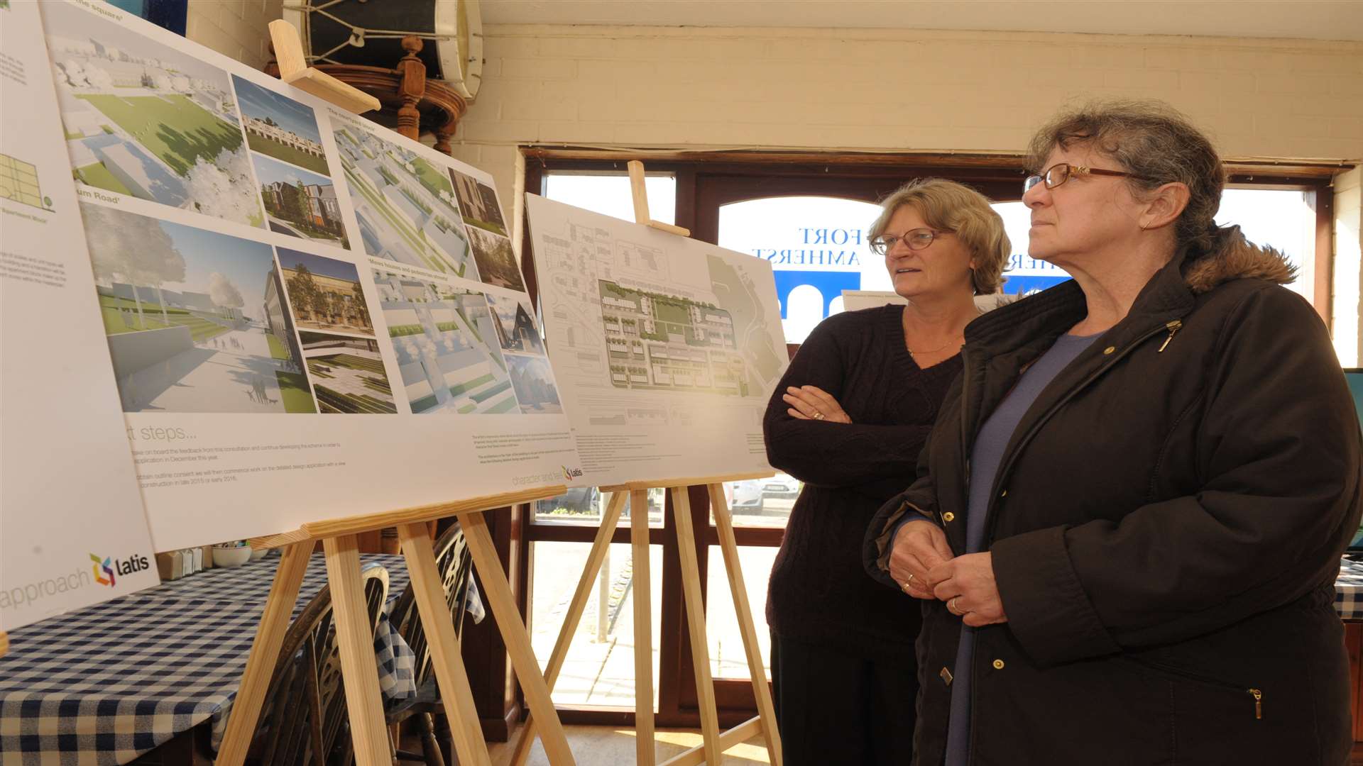Carlee Darby and Gaynor Blackburn looking at the proposals at Fort Amherst on Tuesday. Picture: Steve Crispe.