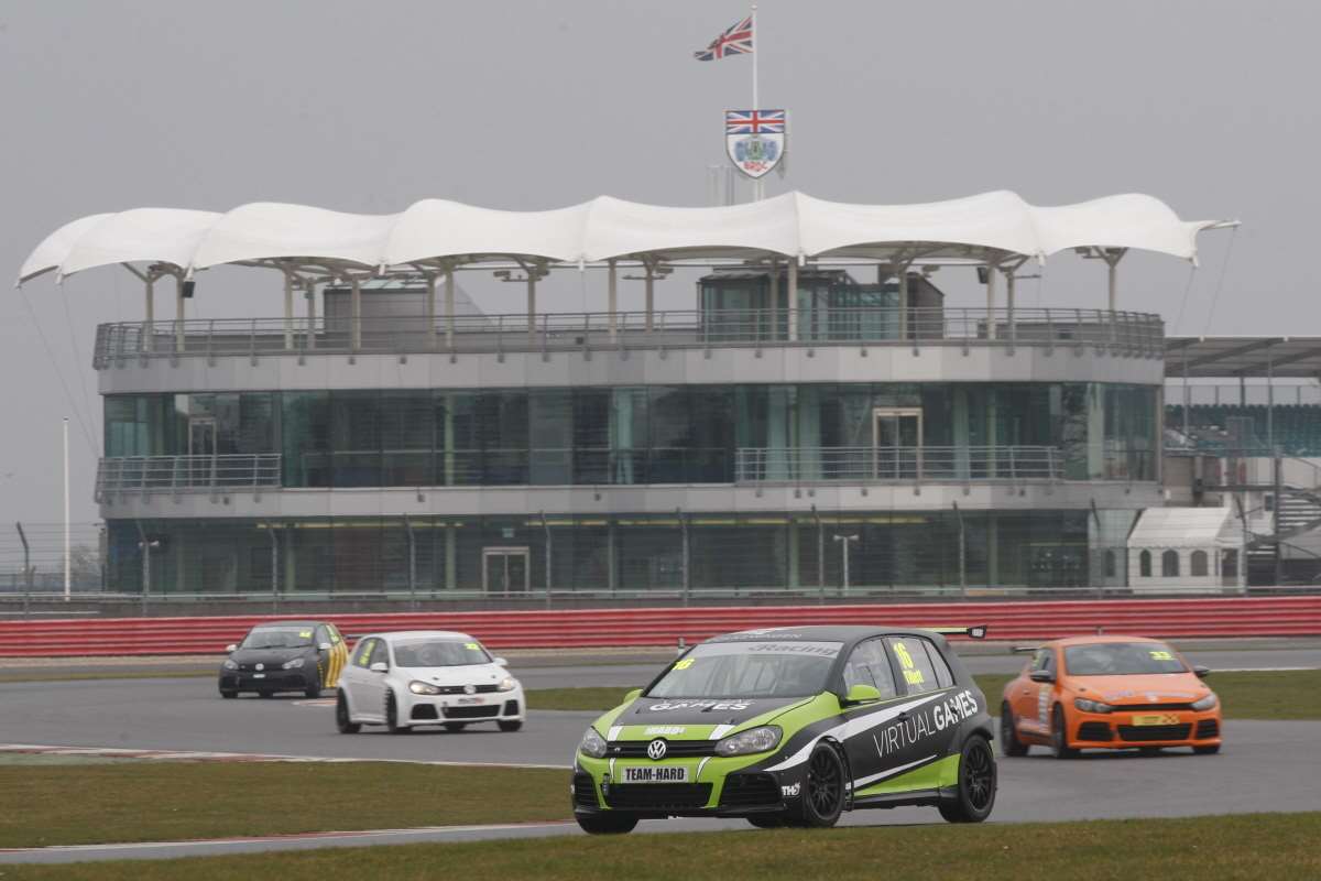 Laura Tillett leads cars round the track at Silverstone