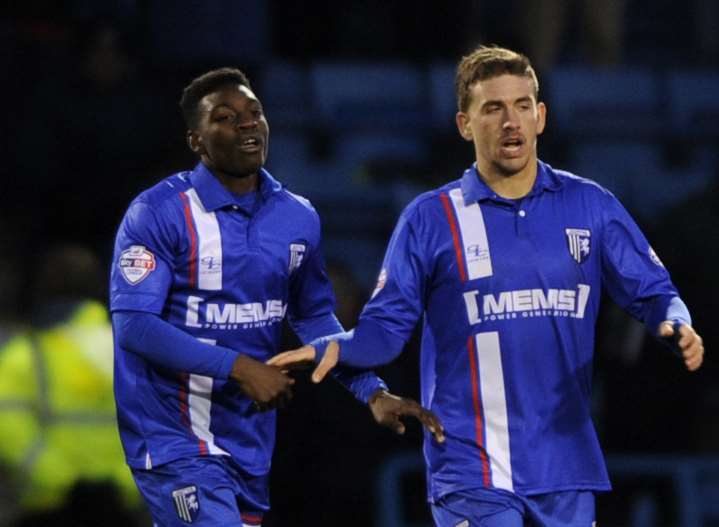 Cody McDonald pulls a goal back for Gillingham Picture: Barry Goodwin