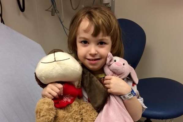 Paige was given a teddy by hospital staff