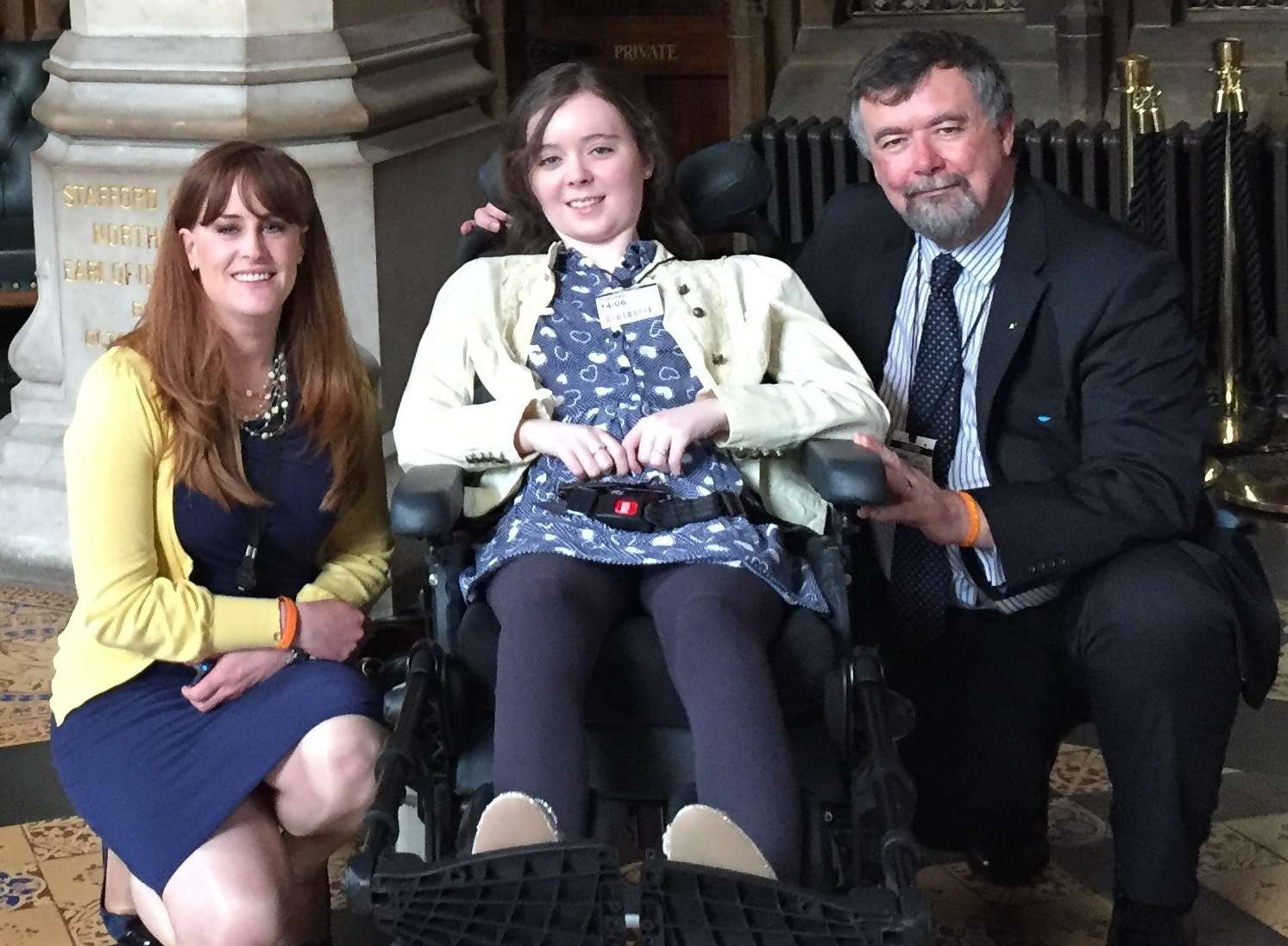 Jessica Taylor with her dad, Colin, and Kelly Tolhurst MP