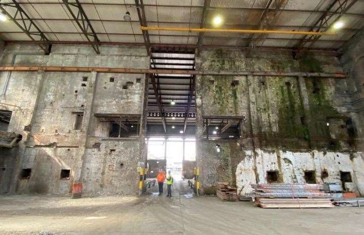 The interior of the building shell which is to be partially demolished. Picture: DHA Planning/DS Smith