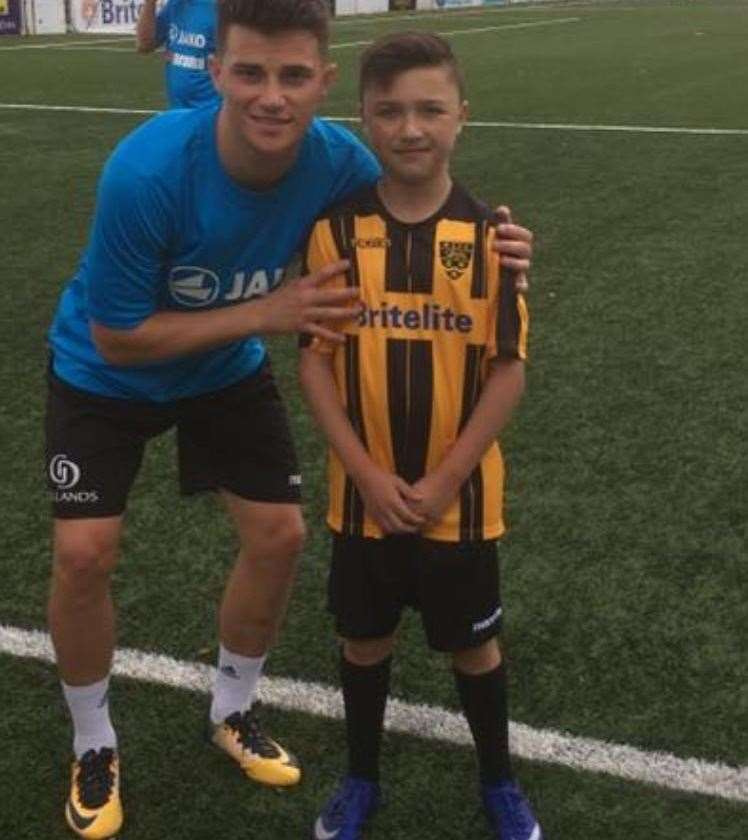 Alfie Weedon with former Maidstone United F.C player Jack Paxman