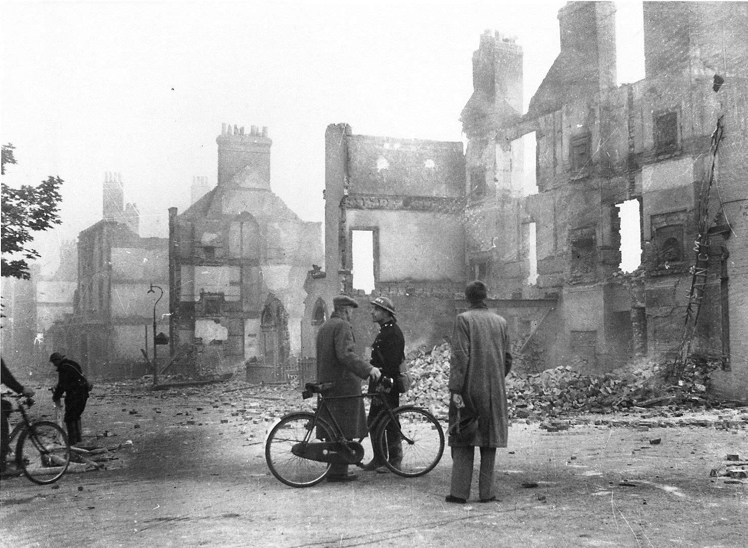 The north side of St. George's Place, in the immediate aftermath of the June 1942 blitz