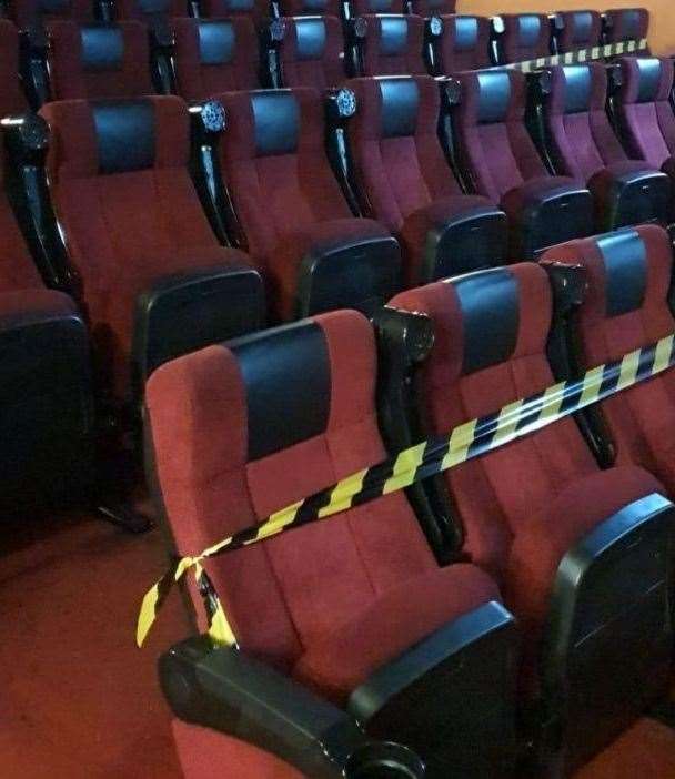 Socially-distanced seating at the New Century cinema in Sittingbourne