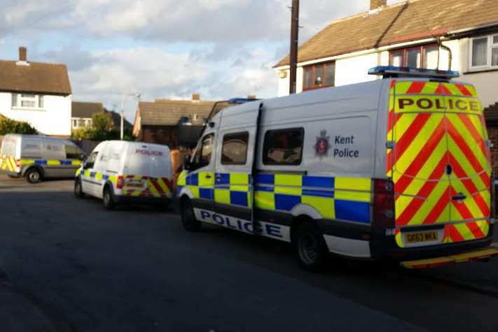 Police presence in Almond Road, Stone, on Sunday afternoon