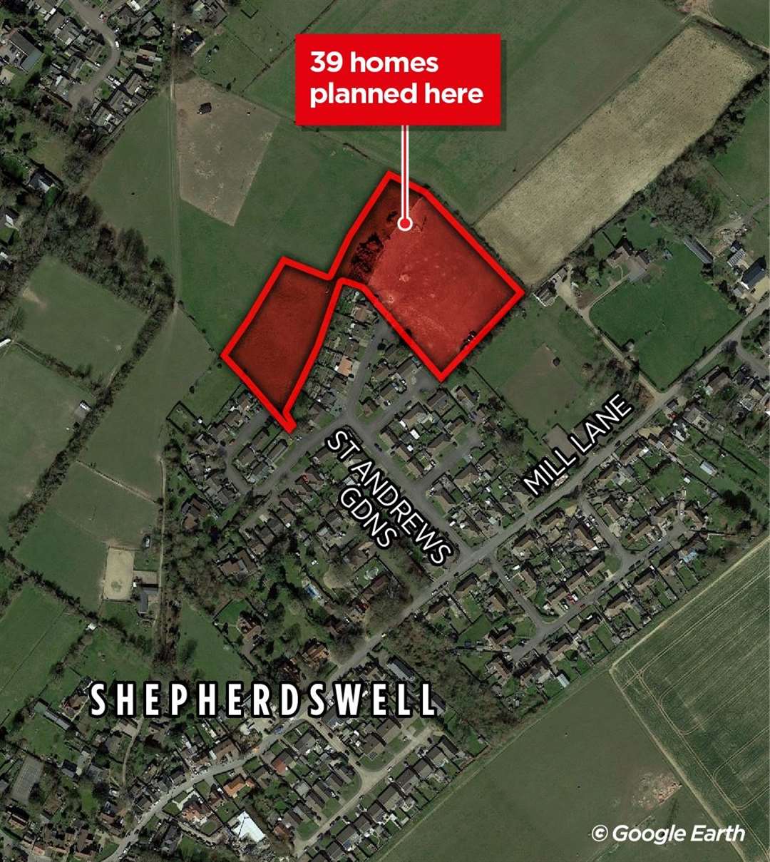 The bungalows are set to be built in St Andrews Gardens, Shepherdswell