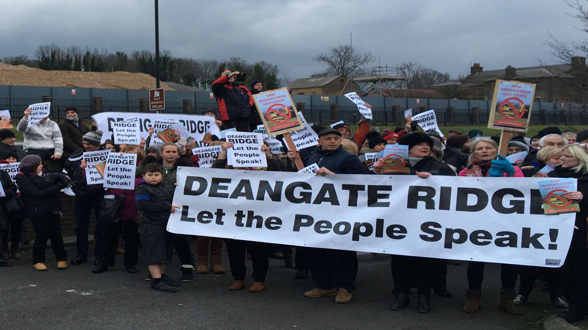 Protesters gathered outside Gun Wharf ahead of the council meeting