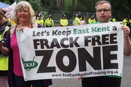 Deal With It's Rosemary Rechter and Stuart Cox protesting at Balcombe