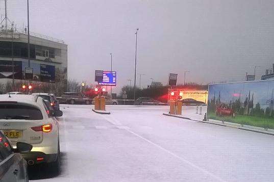 Snow at the Eurotunnel terminal. Picture: Peter Edwards-Daem