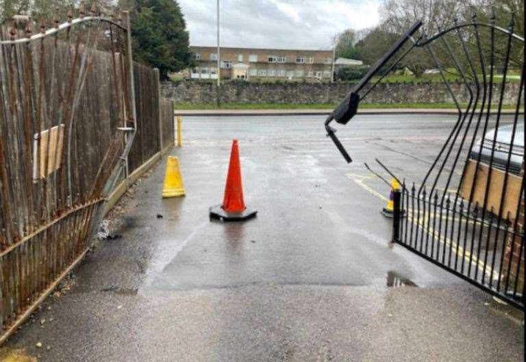 The thieves drove through the gates of the Heart of Kent Hospice base in Aylesford