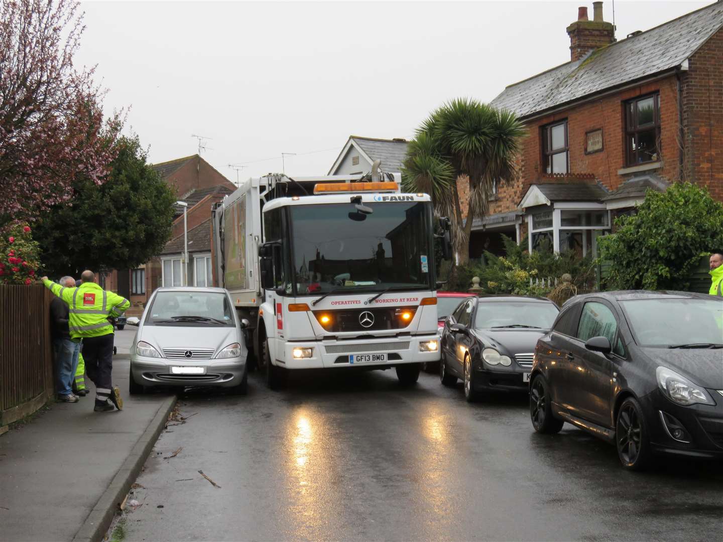 A Biffa bin lorry finds its path blocked in Dering Road Picture courtesy: Andy Clark
