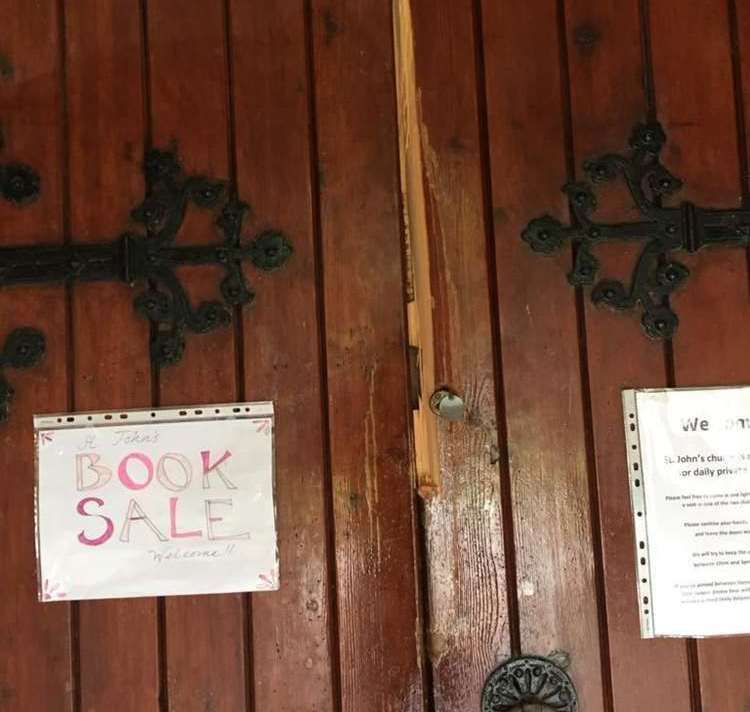 Damage to the oak church doors through which Robert Watson and his accomplice forced entry. Picture: Robert Wiseman