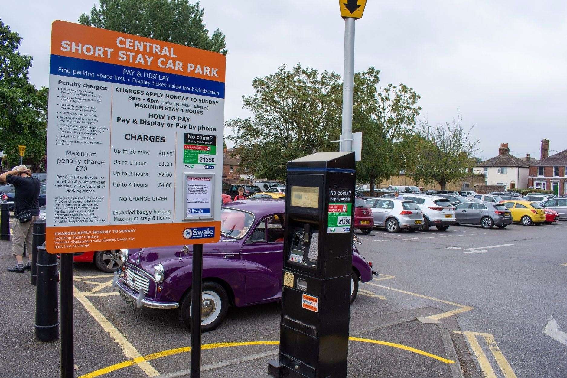 Central car park in Faversham is among those where free parking in the evening is being axed
