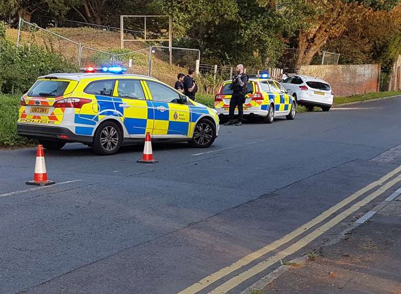 Police at the scene of the crash. Picture: Andy Benzies