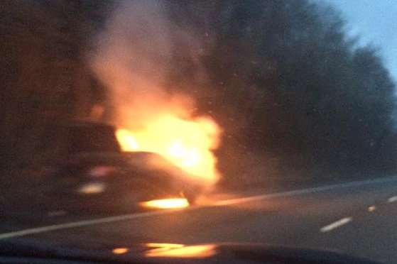 The vehicle fire on the M2. Picture: Mark Merriman.
