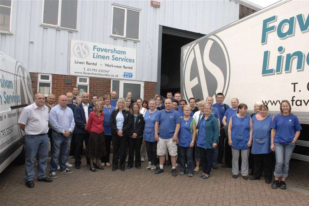 Staff from Faversham Linen Services at their new site on the Joseph Wilson Industrial Site, Millstrood Road, Whitstable
