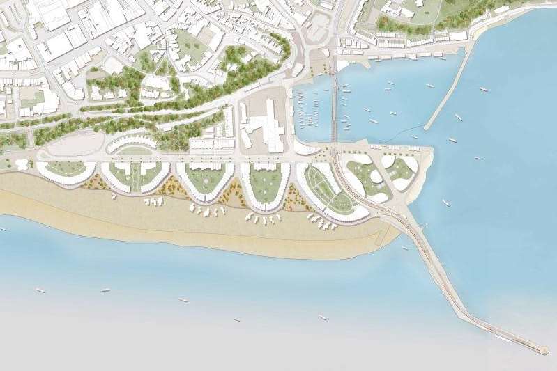 The scallop shape development can be seen in these plans which have changed since the linear blocks proposed under the masterplan