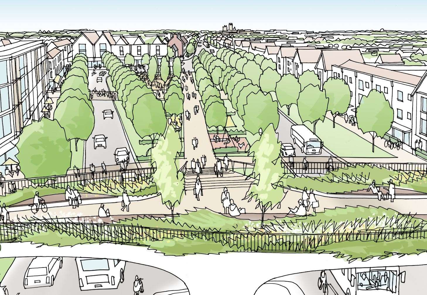An artist's impression of the proposed 4,000-home Mountfield Park scheme