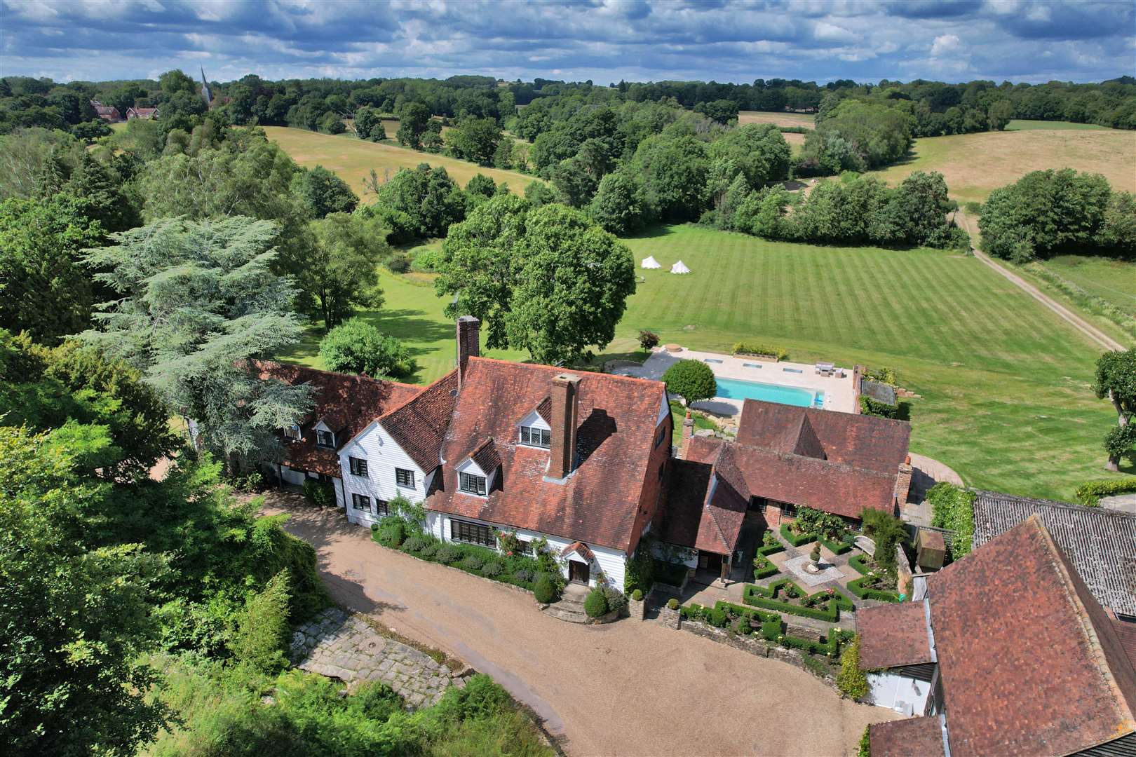 This sprawling Tudor property covers almost 230 acres on the Kent, Sussex and Surrey borders. Picture: Savills