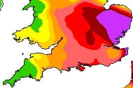 Kent's pollution map - the purple areas are of very high pollution, with red marked as high. Graphic: Ashley Austen