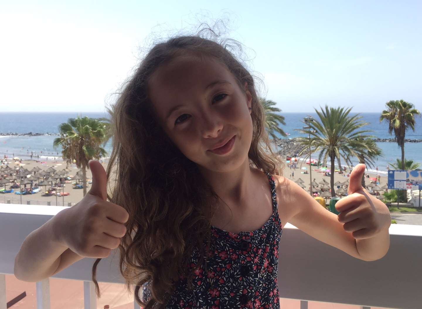 Thumbs up! Nine-year-old Sofia Squire achieved an A* in her Italian GCSE