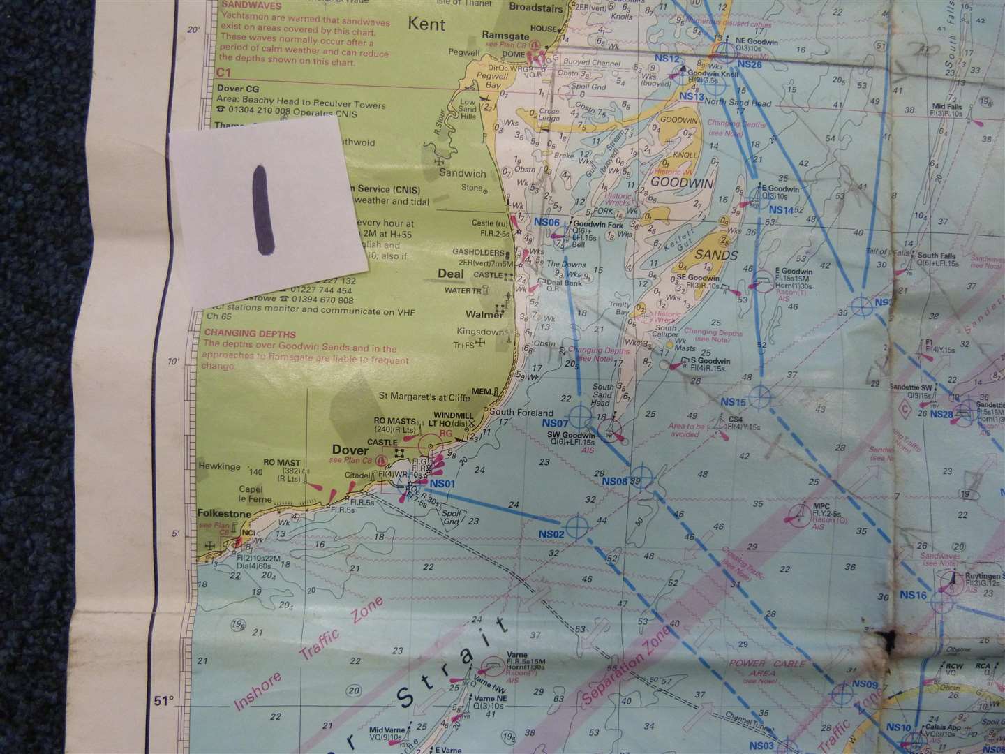 The map used by the group, with the route between France and the Kent coast drawn on it. Picture: Eastern Region Special Operations Unit