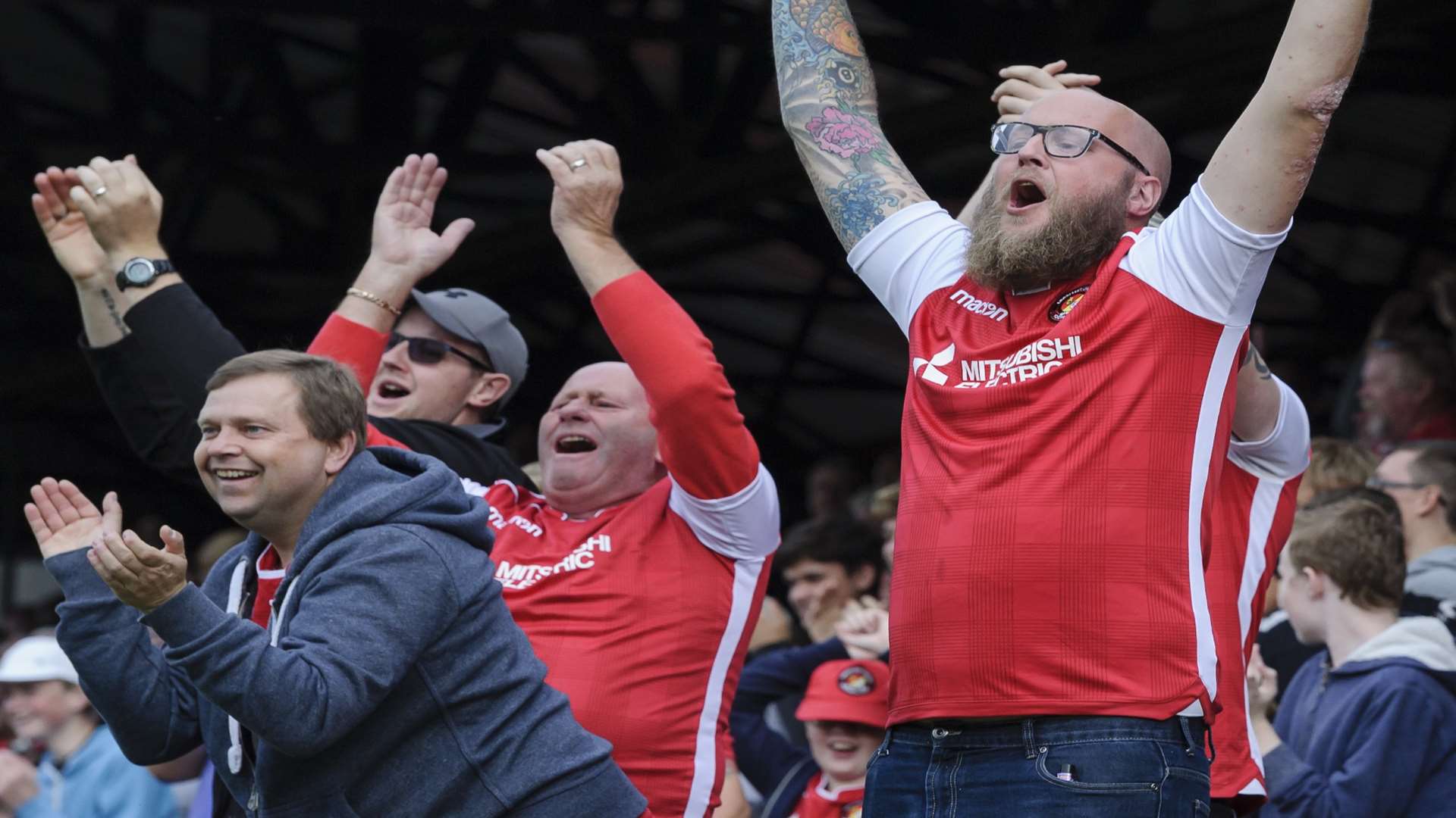 The home fans celebrate Fleet's second goal Picture: Andy Payton