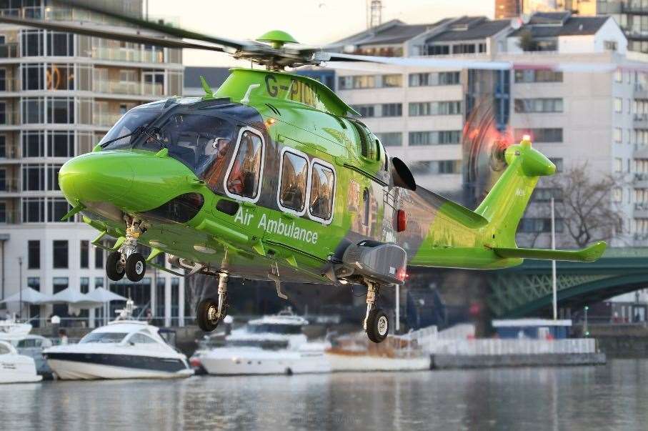 Alba was rushed to a London hospital in the Children's Air Ambulance. Picture: Children's Air Ambulance