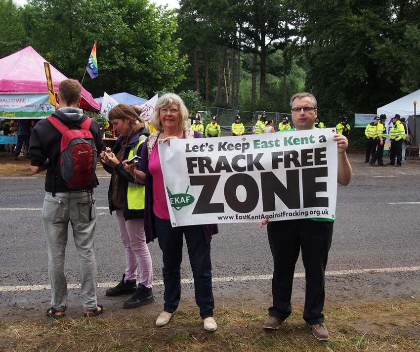 Deal With It's Rosemary Rechter and Stuart Cox protesting at Balcombe