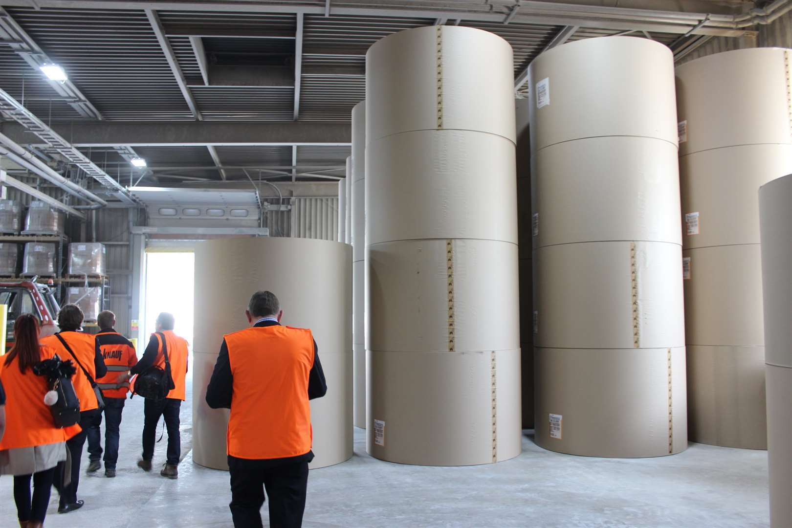 Giant rolls of paper from DS Smith's Kemsley Paper Mill are also sent to neighbouring Knauf, which makes plaster-board