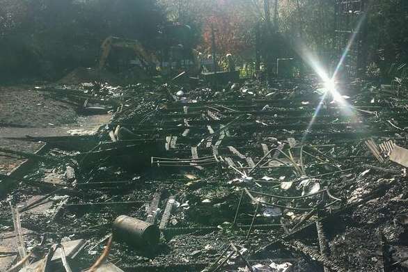 Kemsing church hall this morning after the blaze Picture: @ZoeJessi