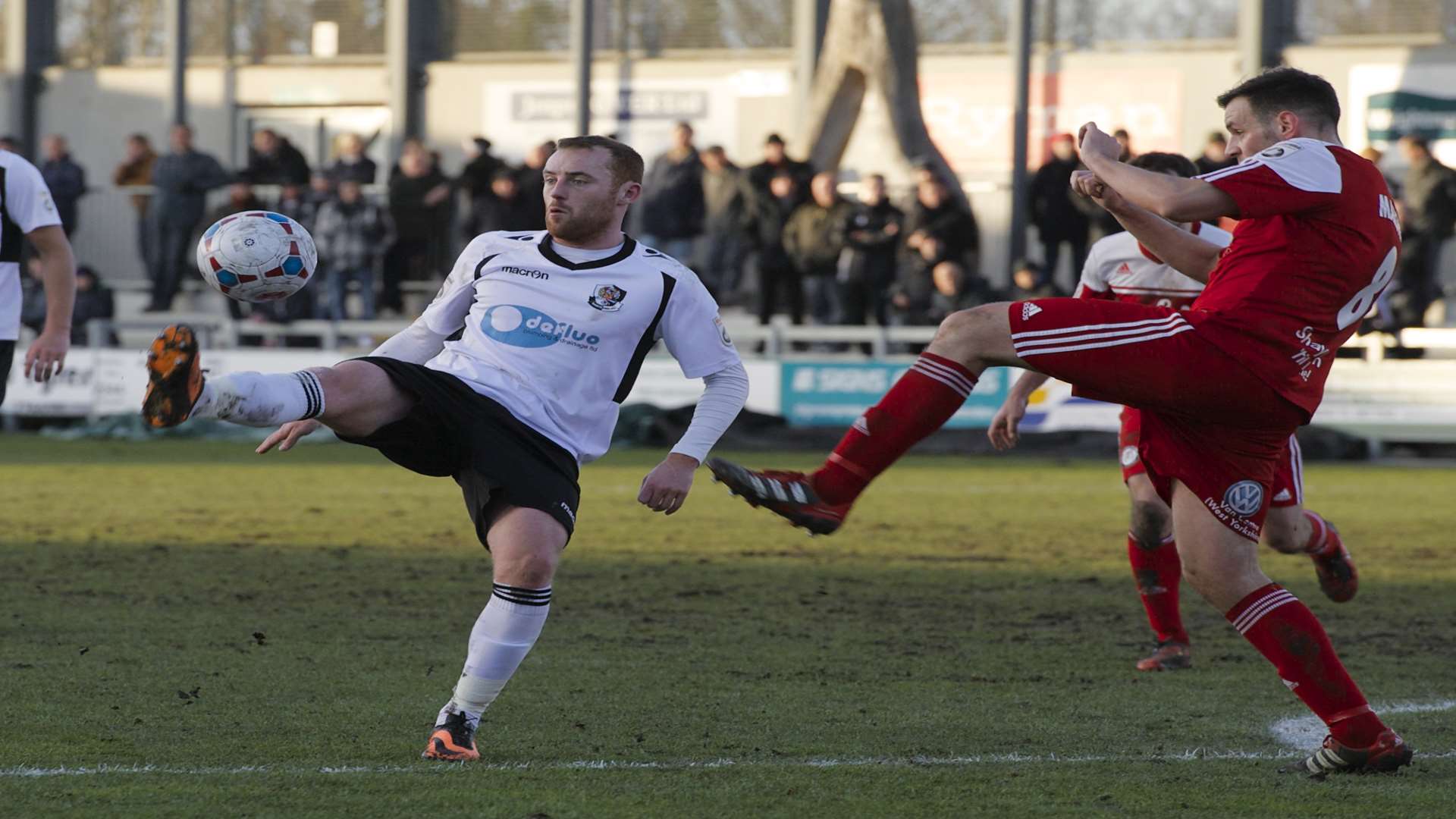 Harry Crawford controls the ball during Dartford's 2-2 draw with FC Halifax Picture: Andy Payton