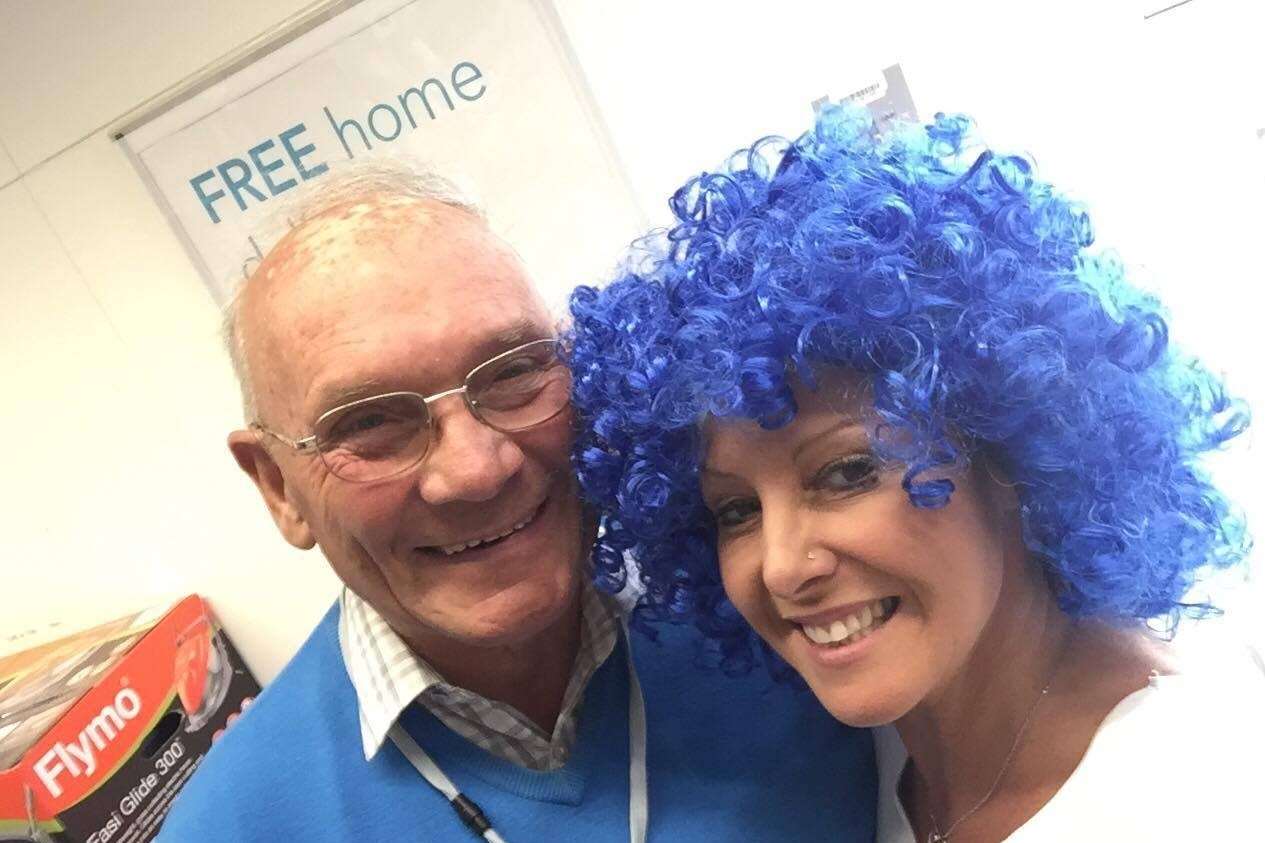 Wear Blue for Martha volunteer Fred Marsh with the charity's fundraising and events officer Kerry Rubins