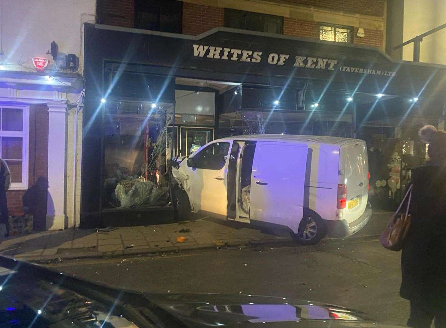 A van crashed through the front window of Whites of Kent in Whitstable's High Street