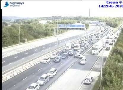 Traffic is being held on the M20
