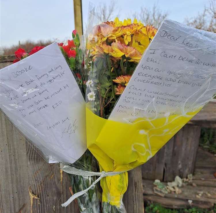 Floral tributes left at the scene of the tragedy